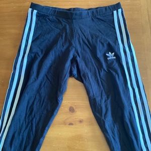 Adidas black leggings with white stripes. US Size S.